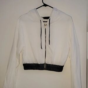 Chic White and Black Women's Bomber Jacket